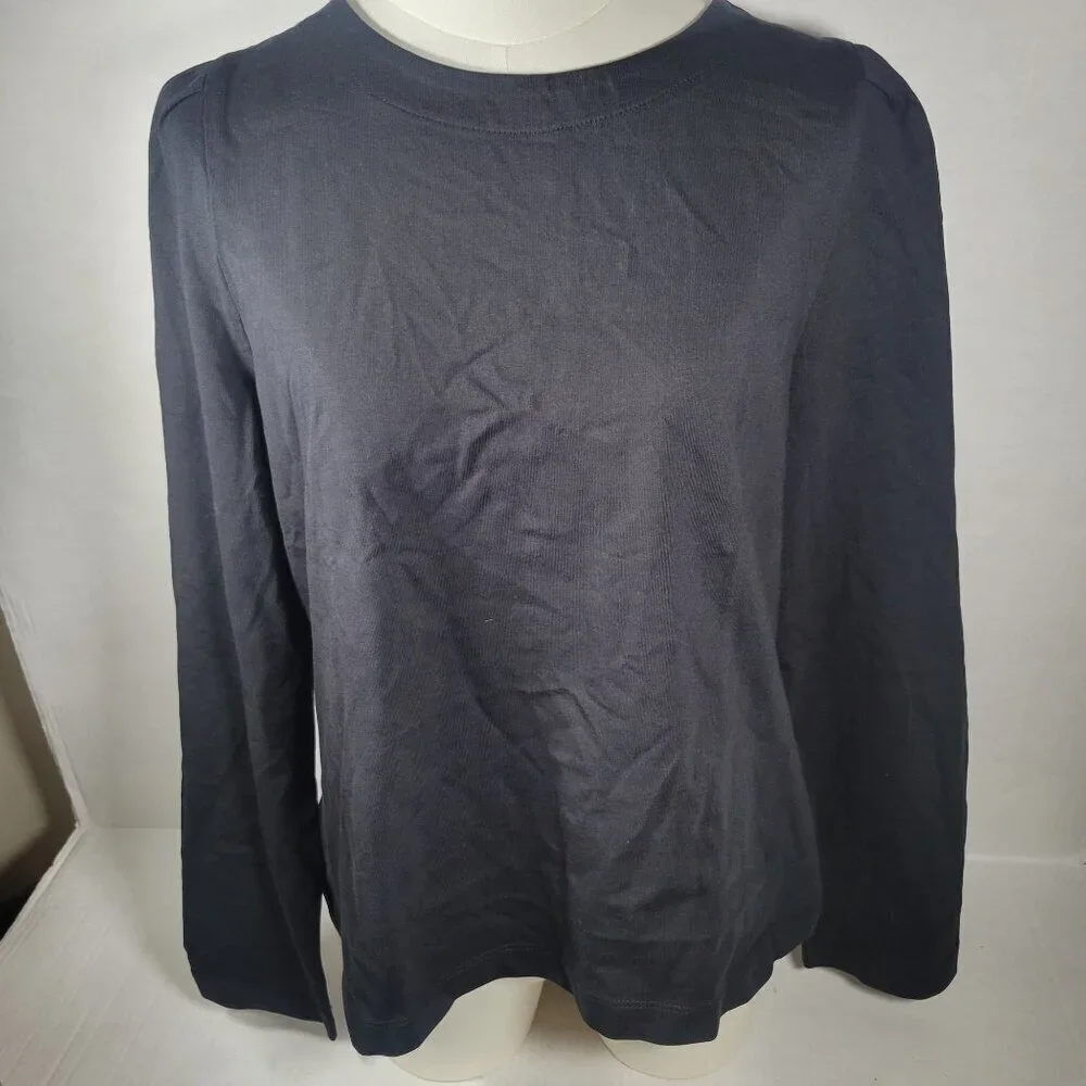 J.Crew Puff Sleeve Button Back Long Sleeve Cotton Top Size M